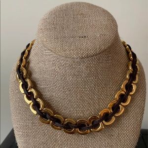 UNOde50|Leather&Gold-Plated Necklace